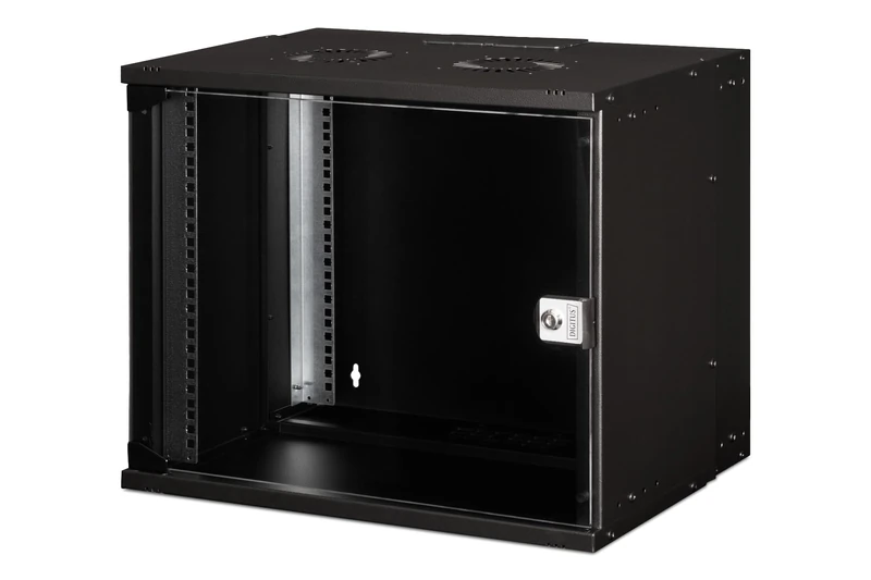 DIGITUS network cabinet - 19-inch rack 9 U - Unassembled - Wall mounting - 400 mm depth - 319,25 mm usable depth - Load capacity 60 kg - Glass door - SOHO Pro series - Black