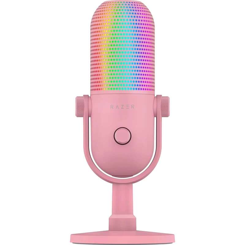 Razer Seiren V3 Chroma - RGB USB Microphone - Supercardioid Condenser Microphone with Tap-to-Mute (Reactive Lighting, Digital Gain Limiter and Integrated Shock Absorber) Quartz