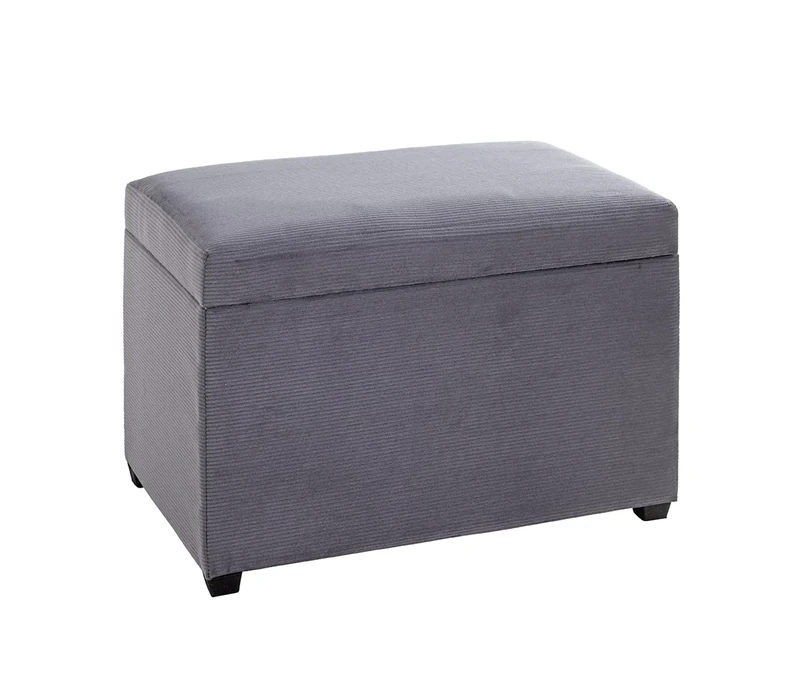 HAKU Möbel Storage Bench Grey, Mdf, Textile Fabric Corduroy - Size: W 58 cm X H 42 cm X D 39 cm, Style: Modern