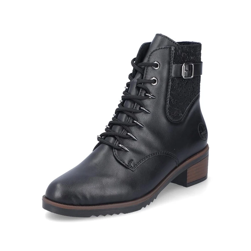 Rieker Y0500 Women's Lace-Up Ankle Boots, Black 00, 9 UK