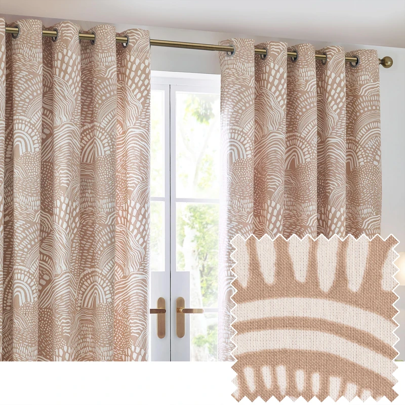 furn. Hoem Nola Abstract Geometric Eyelet Curtains