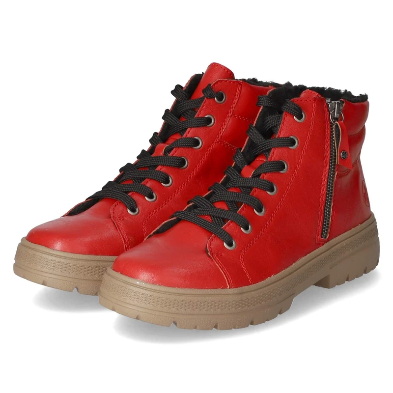 Rieker N0007-33 Women's Lace-Up Boots Synthetic Red, Red 33, 36 EU Weit