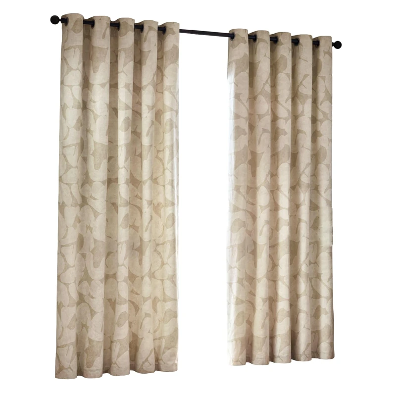 furn. Hoem Brinn Abstract 100% Cotton Lined Curtains – Natural (229cm Width x 183cm Drop)
