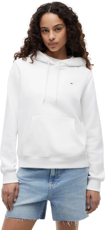 Tommy Jeans Women’s Regular Fit Flag Hoodie, White (White), XL