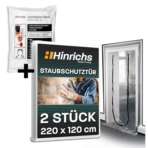 Hinrichs 2 x Dust Protection Doors with Zip - 220 x 120 cm - Ideal for Renovation
