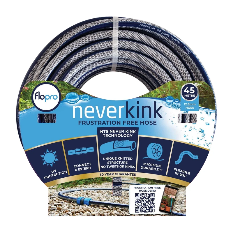 Flopro 70300731 Never Kink Hose 45m Garden, Blue