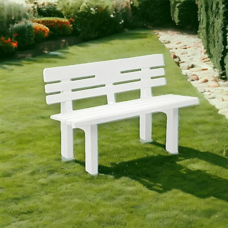 Dmora - Outdoor bench Marinella, Monobloc garden bench, Outdoor bench, 100% Made in Italy, 110x52h71 cm, White