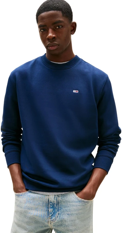 Tommy Jeans Men's Tjm Reg S Flag Crew Dm0dm20741 Pullover Sweatshirt, Blue (Dark Night Navy), XXL