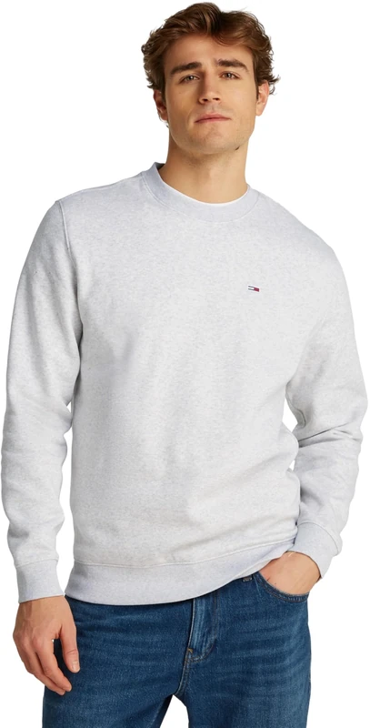 Tommy Jeans Mens Tjm Reg Flag Crew Dm0dm20741 Pullover Sweatshirt, Grey (Silver Grey Heather), XL UK