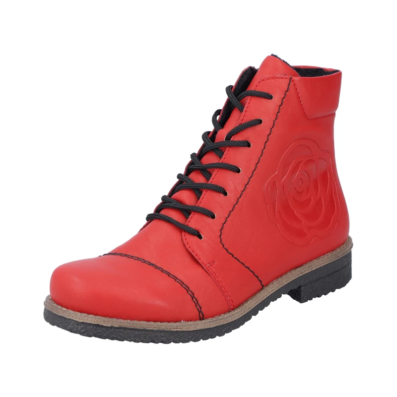 Rieker 73504-33 Women's Lace-Up Boots Faux Leather Red, Red 33, 43 EU