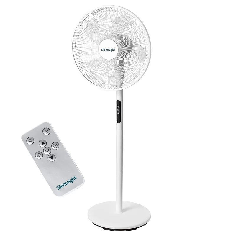 Silentnight Airmax 18" Standing Pedestal Fan - 90° Oscillating Electric Room Fan for Bedroom and Home Use with 5 Speed Settings, Adjustable Height, 9hr Timer and Remote Control - 50W