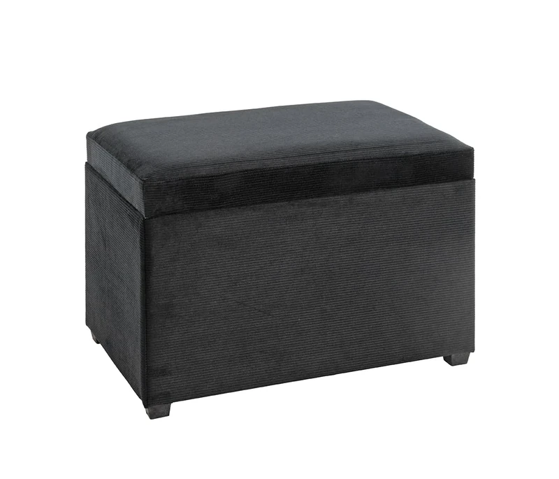 HAKU Möbel Storage Bench Black, Mdf, Textile Fabric Corduroy - Size: W 58 cm X H 42 cm X D 39 cm, Style: Modern