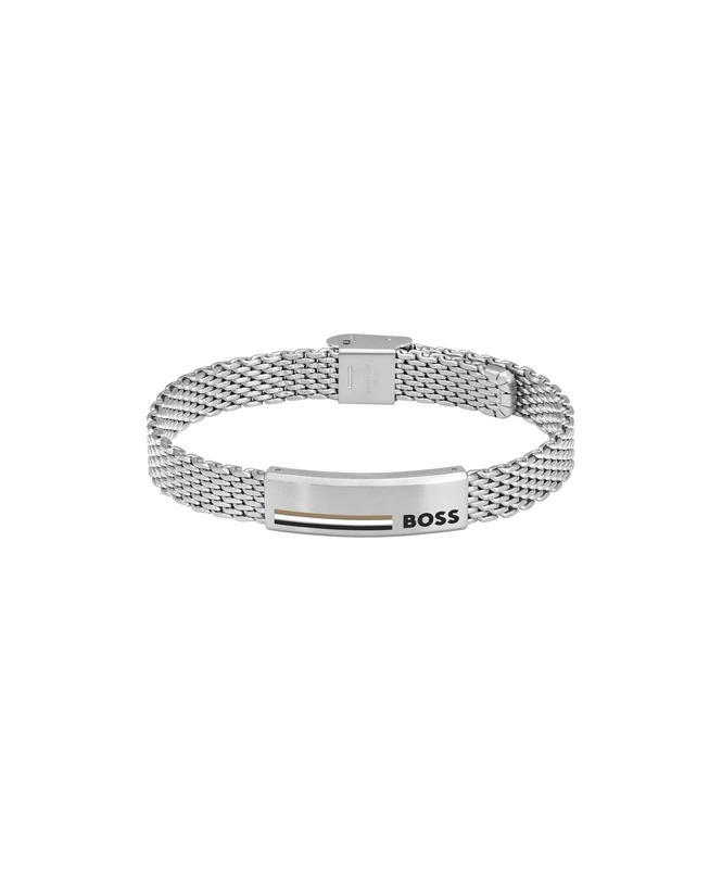 BOSS Jewelry Men's ALEN Collection Link Bracelet in Stainless Steel with an Engraved Plaque - 1580611