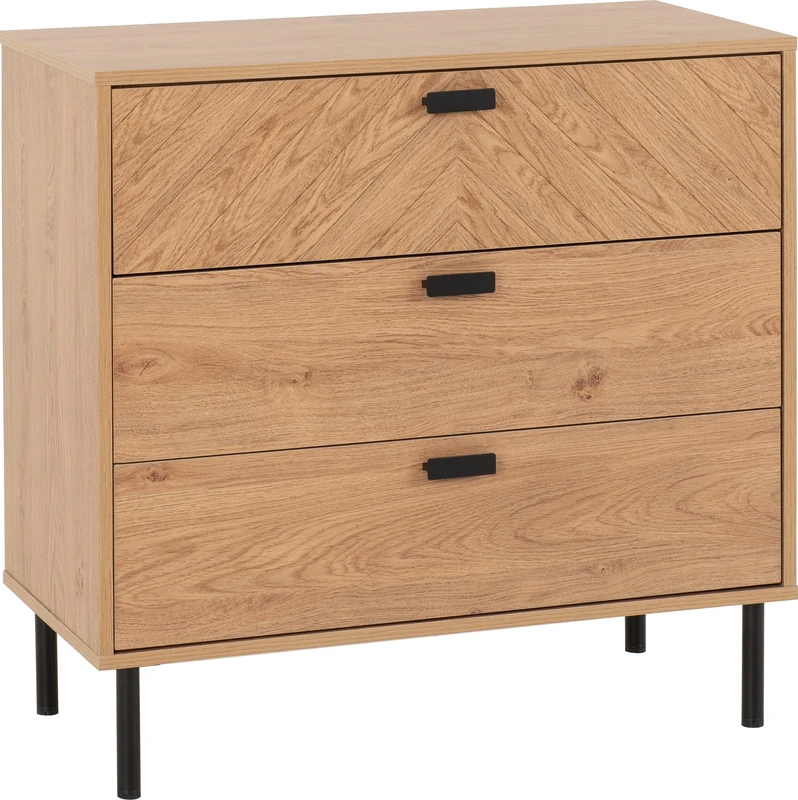 Seconique Leon 3 Drawer Chest in Medium Oak Effect