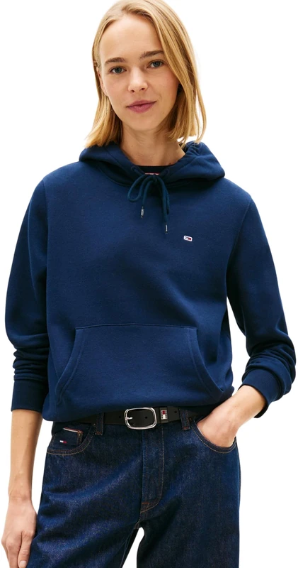 Tommy Jeans Women’s Regular Fit Flag Hoodie, Blue (Dark Night Navy), XXS