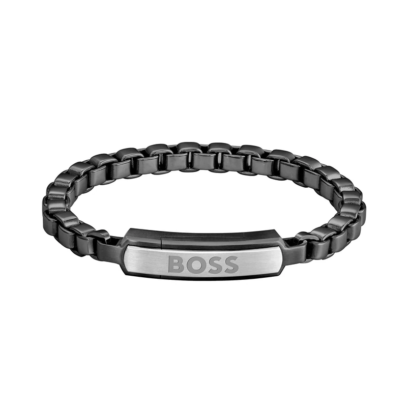 BOSS Jewelry Men's DEVON Collection Chain Bracelet in Black Stainless Steel - 1580598M