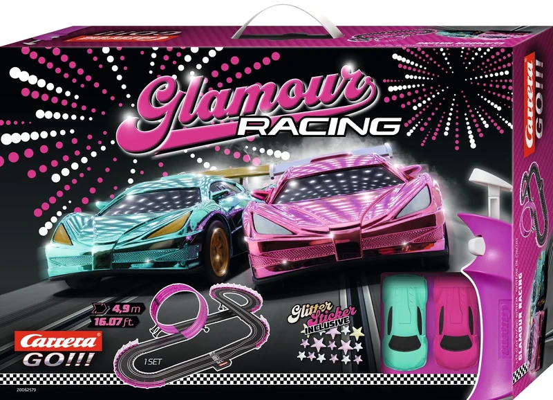 Carrera - 20062579 - Carrera GO!!! Pink Action Racing Race Track Set with Licensed Slot Cars | Up to 2 Players | For Children from 6 Years and Adults