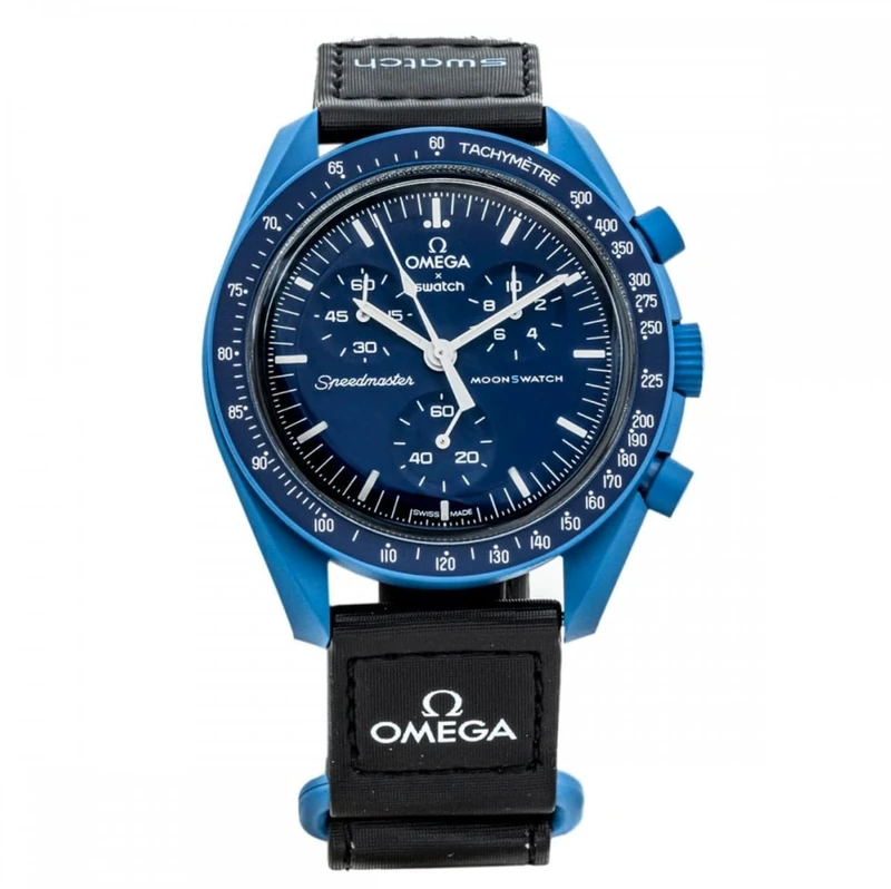 Omega x Swatch Moon Swatch Mission to Neptune Speedmaster Blue - New SO33N100, Blue, Modern - Image 1