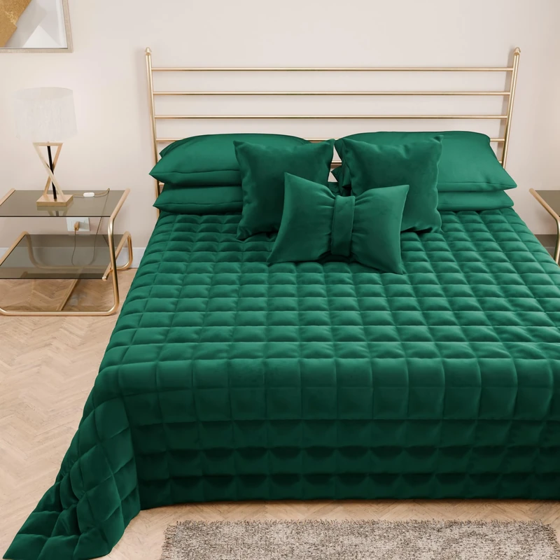PETTI Artigiani Italiani - Single Quilt in Soft and Warm Velvet, Spring Autumn Quilt, Single Bedspread, Emerald, 100% Made in Italy
