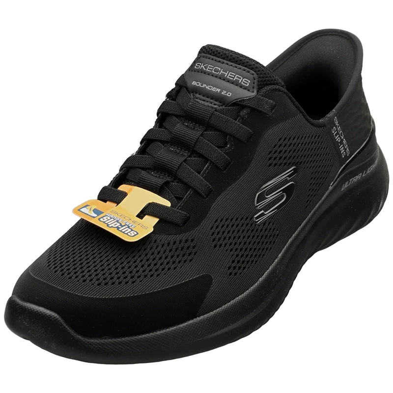 Skechers Men's Hands-Free Slip-ins Bounder 2.0 EMERGED Sneaker, Black Mesh/Synthetic, 6 UK