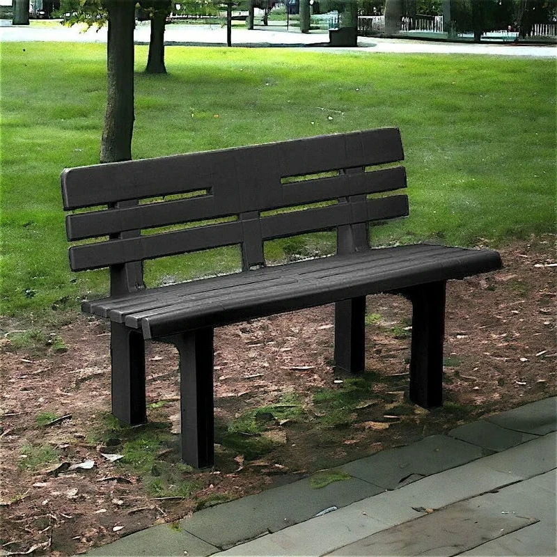 Dmora - Outdoor bench Marinella, Monobloc garden bench, Outdoor bench, 100% Made in Italy, 110x52h71 cm, Anthracite