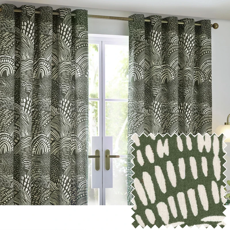 furn. Hoem Nola Abstract Geometric Eyelet Curtains