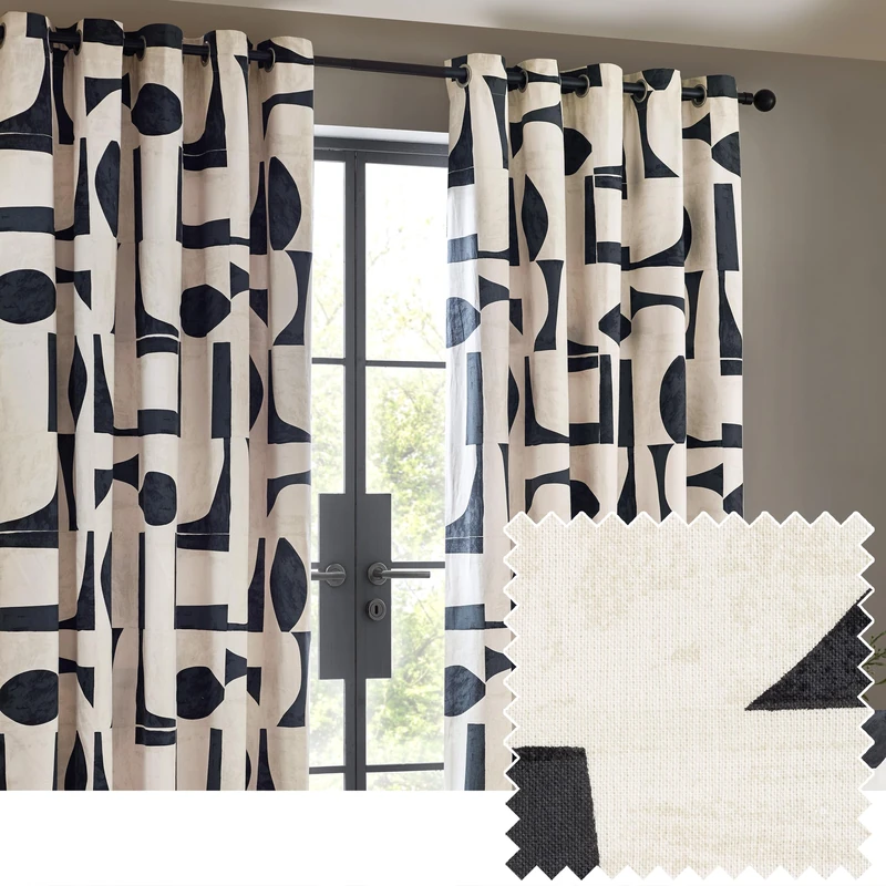 furn. Hoem Carro Abstract Geometric Eyelet Curtains, Dusk