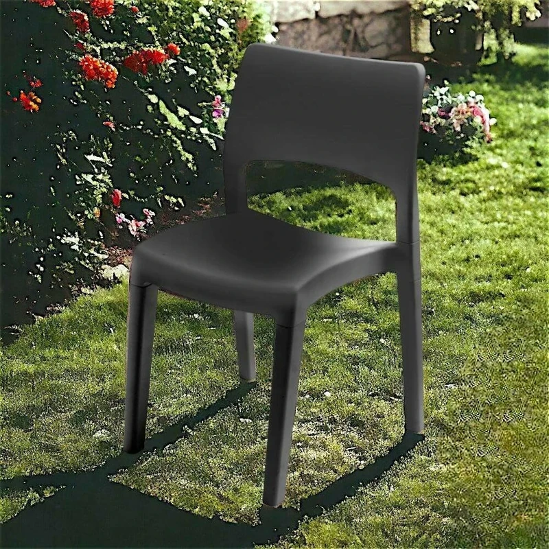 Dmora - Outdoor chair Tropea, Chair for dining table, Outdoor armchair, Garden seat, 100% Made in Italy, 50x51h82 Cm, Anthracite