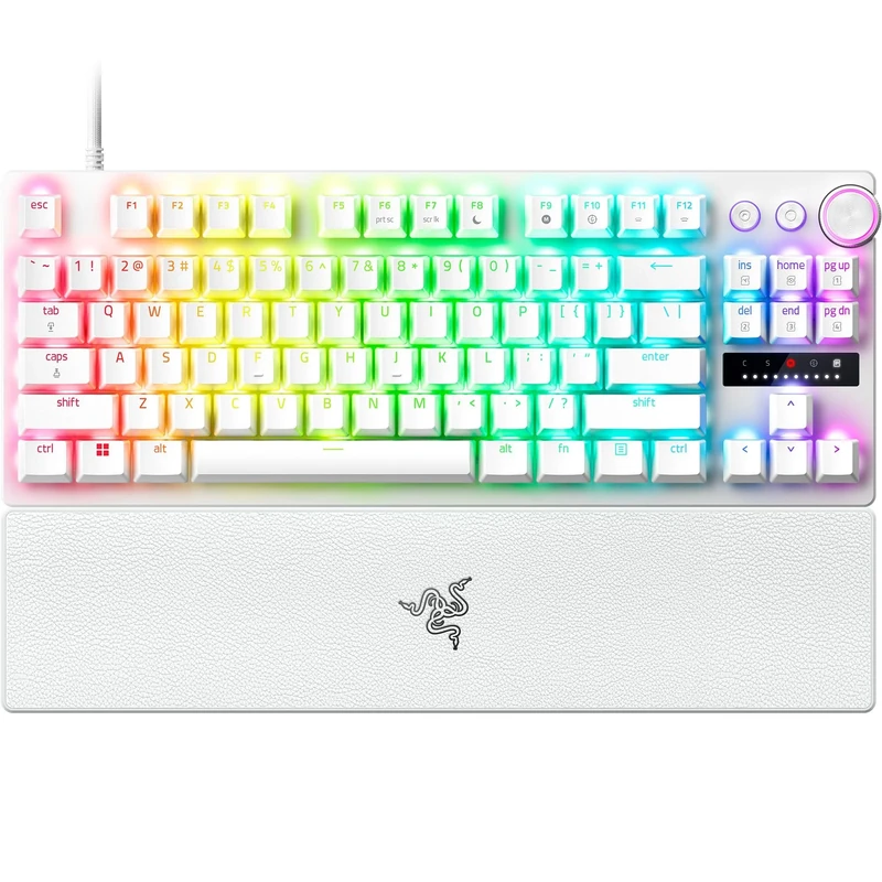 Razer Huntsman V3 Pro Tenkeyless - TKL Analogue Optical Esports PC Gaming-Keyboard (Onboard Settings, Multifunction Wheel with 2 Dedicated Keys, PBT Keycaps) QWERTY US Layout | White