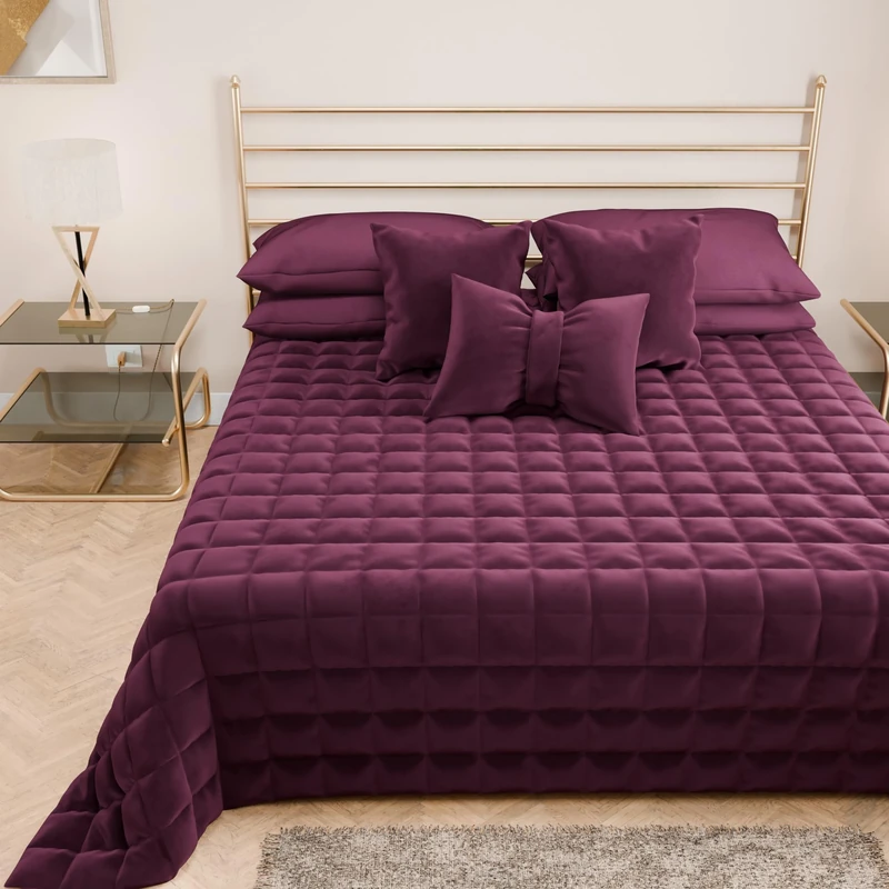 PETTI Artigiani Italiani - Soft and Warm Velvet, Spring Autumn Quilt, Double Bed Quilt, Plum, 100% Made in Italy