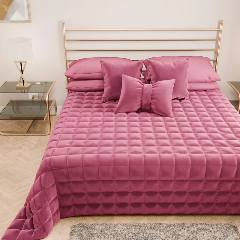 PETTI Artigiani Italiani - Soft and Warm Velvet, Double Bed Quilt, Autumn Spring Quilt, Queen Size Quilt, Fuchsia, 100% Made in Italy