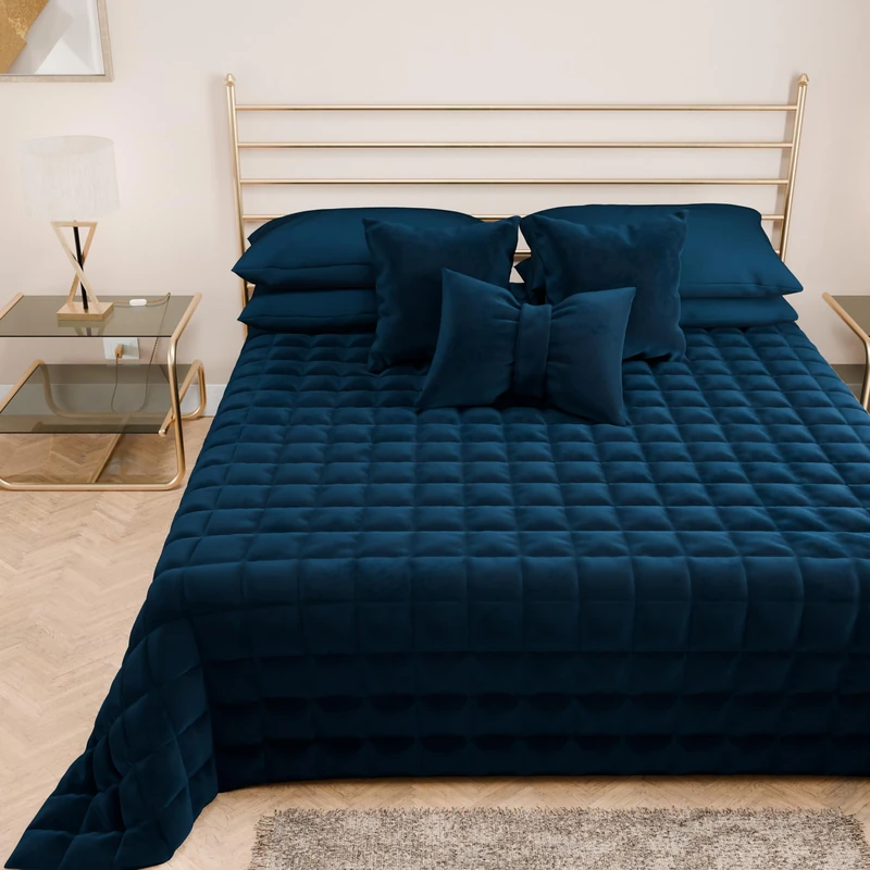 PETTI Artigiani Italiani - Soft and Warm Velvet, Double Quilt, Spring Autumn Quilt, Double Bedspread, Blue, 100% Made in Italy
