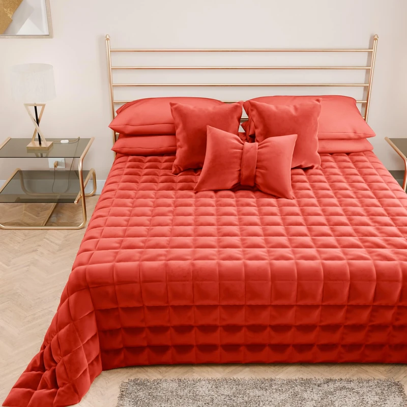 PETTI Artigiani Italiani Double Quilt in Soft and Warm Velvet, Spring Autumn Quilt, Red, 100% Made in Italy