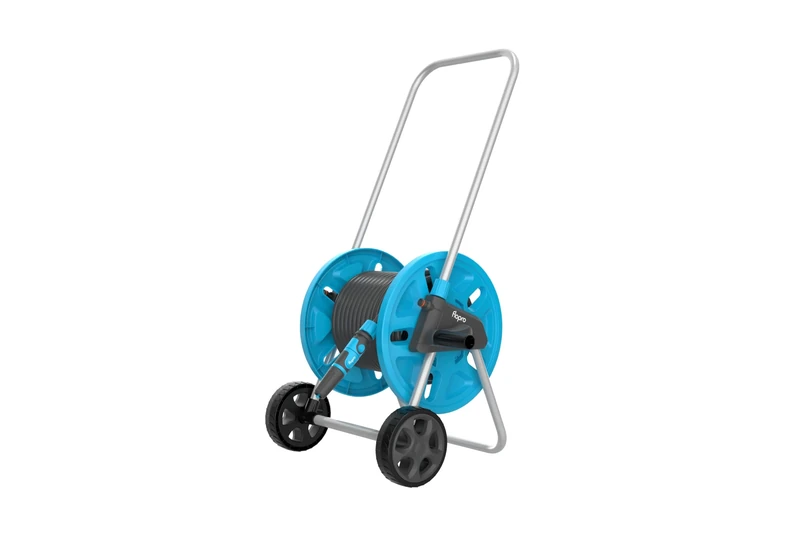 FLOPRO-Everyday Hose cart with Wheels 25m: Robust Frame for Stability, Adjustable Handle & Wide Wheels. Complete with SUPERGRIP Hose Pipe Connector Set & Nozzle- Fits All Brands. 3 Year Guarantee