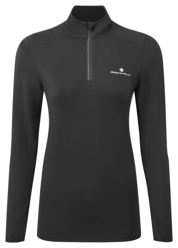 Ronhill Womens Core Thermal 1/2 Zip Running Shirt, Black/Bright White, 12 EU