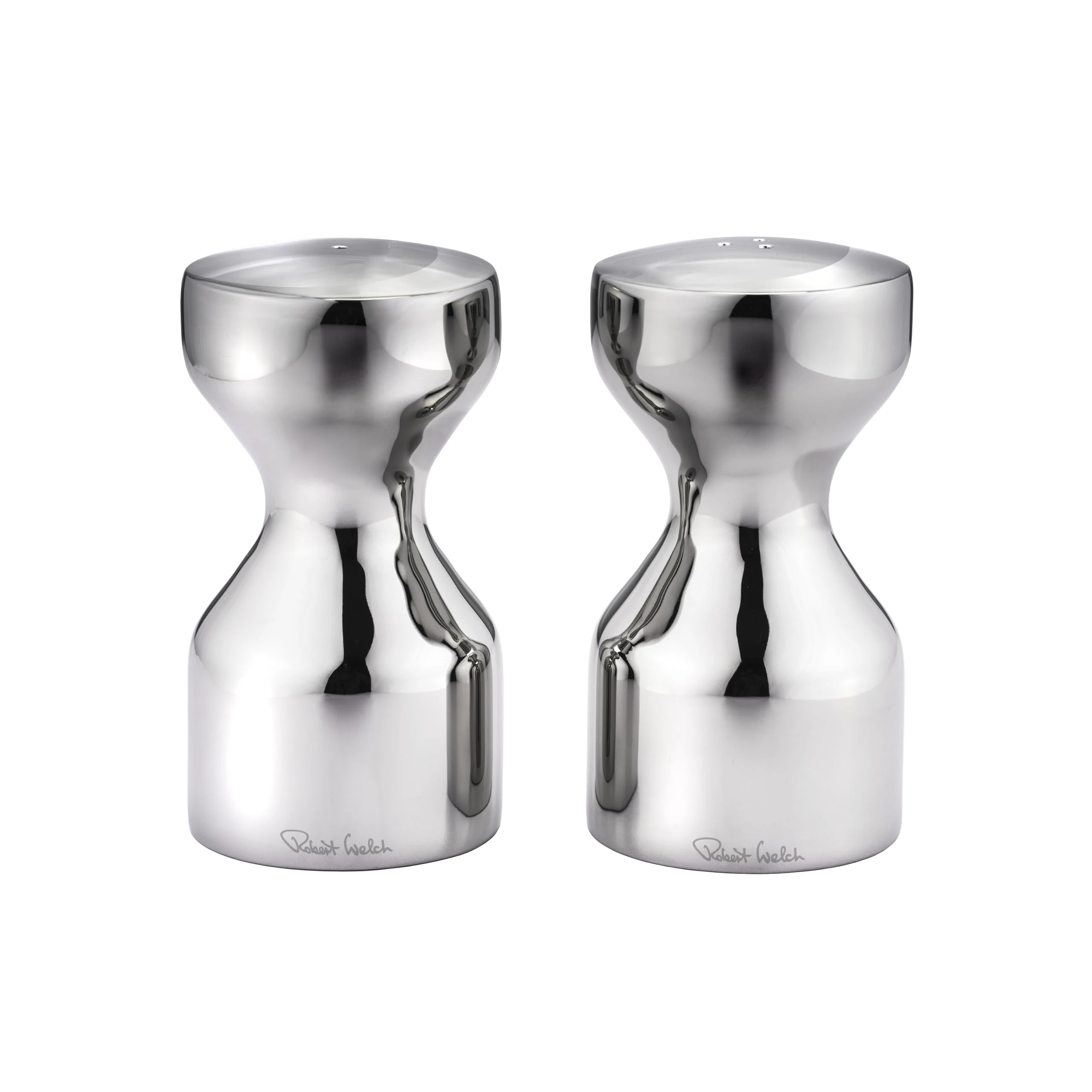 Robert Welch Limbrey Bright Salt & Pepper Shakers Set. Made from 18/10 Stainless Steel.