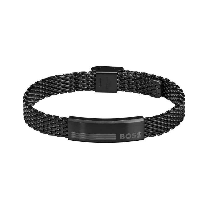 BOSS Jewelry Men's ALEN Collection Mesh Bracelet in Black Stainless Steel - 1580612