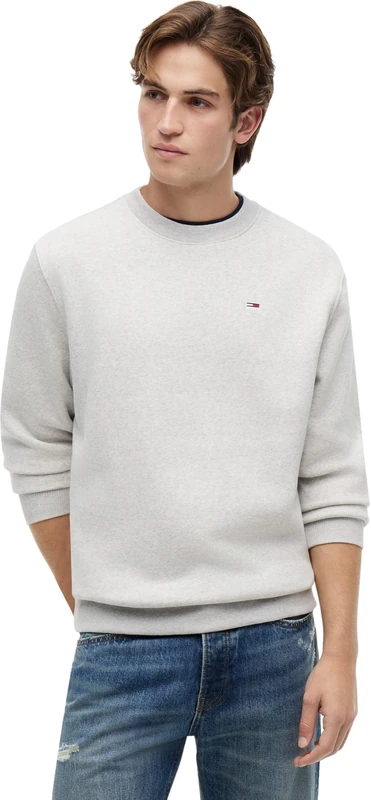 Tommy Jeans Mens Tjm Reg Flag Crew Dm0dm20741 Pullover Sweatshirt, Grey (Silver Grey Heather), XS UK