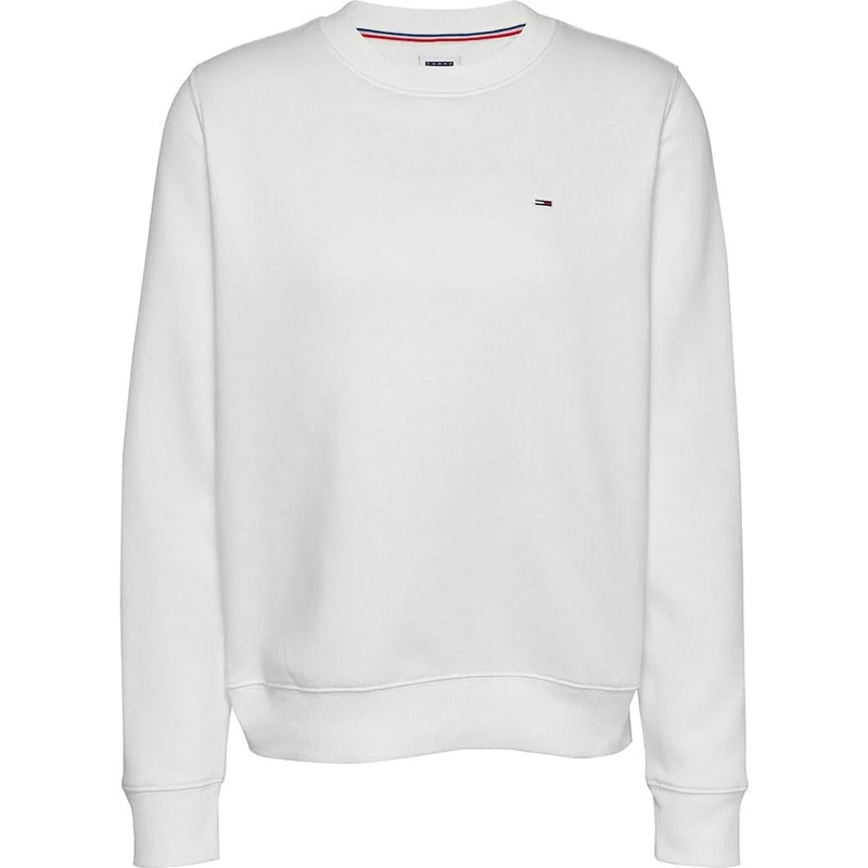 Tommy Jeans Women's Tjw Reg S Flag Crew Dw0dw19959 Pullover Sweatshirt, White (White), L