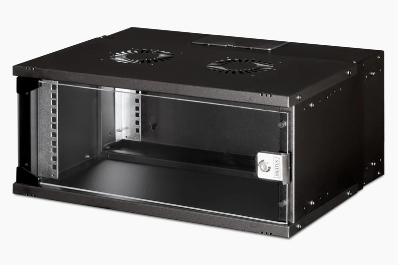 DIGITUS network cabinet - 19-inch rack 4 U - Unassembled - Wall mounting - 400 mm depth - 319,25 mm usable depth - Load capacity 60 kg - Glass door - SOHO Pro series - Black