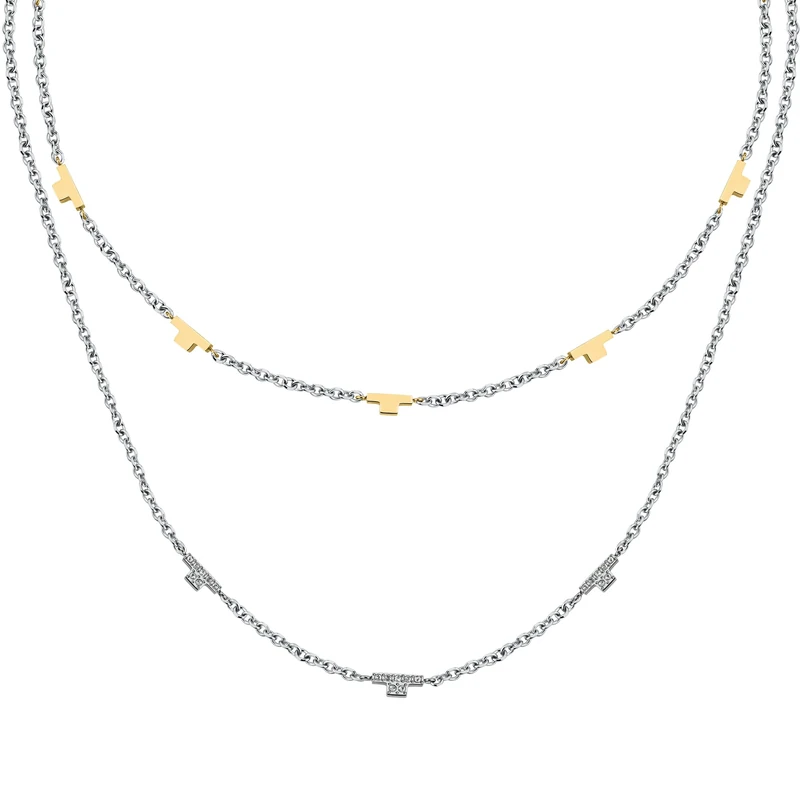 Trussardi TJAXC62 Women's Steel Crystal T Logo Collection Necklace - Image 1