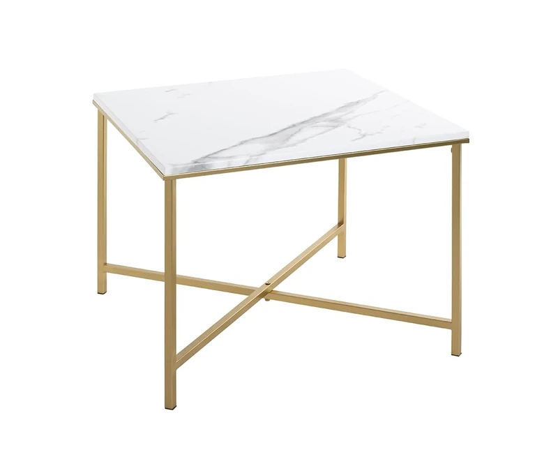HAKU Möbel end table gold, marble look, MDF, metal - Size: W 60 cm x H 47 cm x D 60 cm, Style: Art Deco