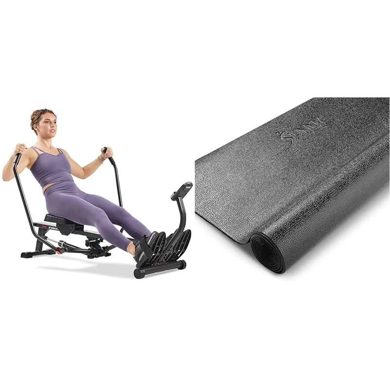 Sunny Health & Fitness Smart Compact Full-Motion Rowing Machine, Home Rower Featuring 360° Rotating Handles, 12 Adjustable Resistance Levels, Bluetooth & Free SunnyFit App, Max User Weight 180 KG + Su