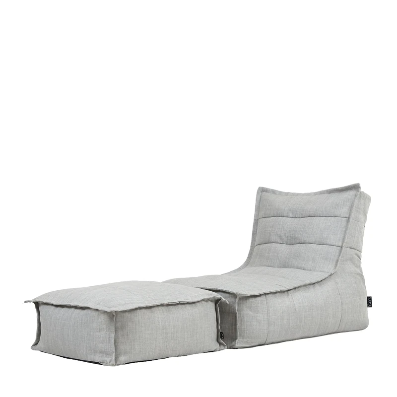 icon Dolce Lounge Bean Bag Chair and Footstool, Grey, Indoor Outdoor Beanbag, Large Adult Bean Bag with Filling Included, Floor Chair, Garden, Living Room Furniture, Bedroom Furniture