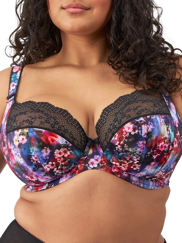 Elomi Women's Plus Size Lucie Stretch Lace Underwire Plunge Bra, Cherry Blossom, 34H US