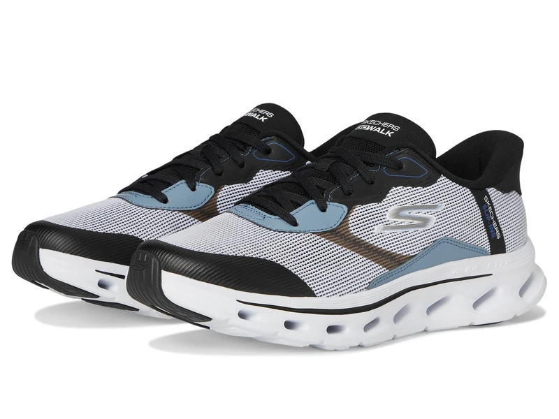 Skechers Men's Hands Free Slip-ins Go Walk Glide-Step 2.0-Zac Sneaker, White Black, 7 UK