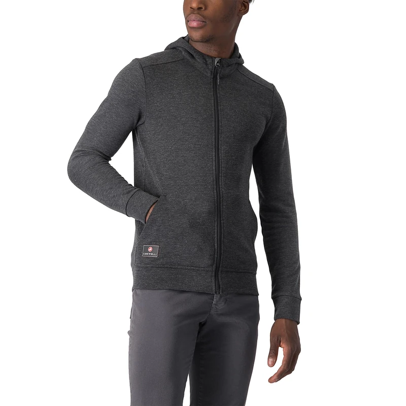 CASTELLI Milano 2 Full Zip Fleece, Men's/Women's Cycling Sweatshirt, Full Zip, Comfortable and Breathable, Perfect for Workouts and Winter Colds Dark Grey