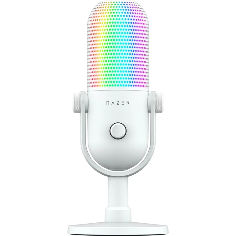 Razer Seiren V3 Chroma - RGB USB Microphone - Supercardioid Condenser Microphone with Tap-to-Mute (Reactive Lighting, Digital Gain Limiter and Integrated Shock Absorber) White
