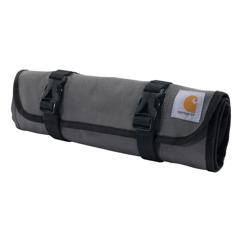 Carhartt 18 Pocket Utility Roll, Durable Water-Resistant Tool Organization Roll Bag, Essential Tool Roll (Gravel)