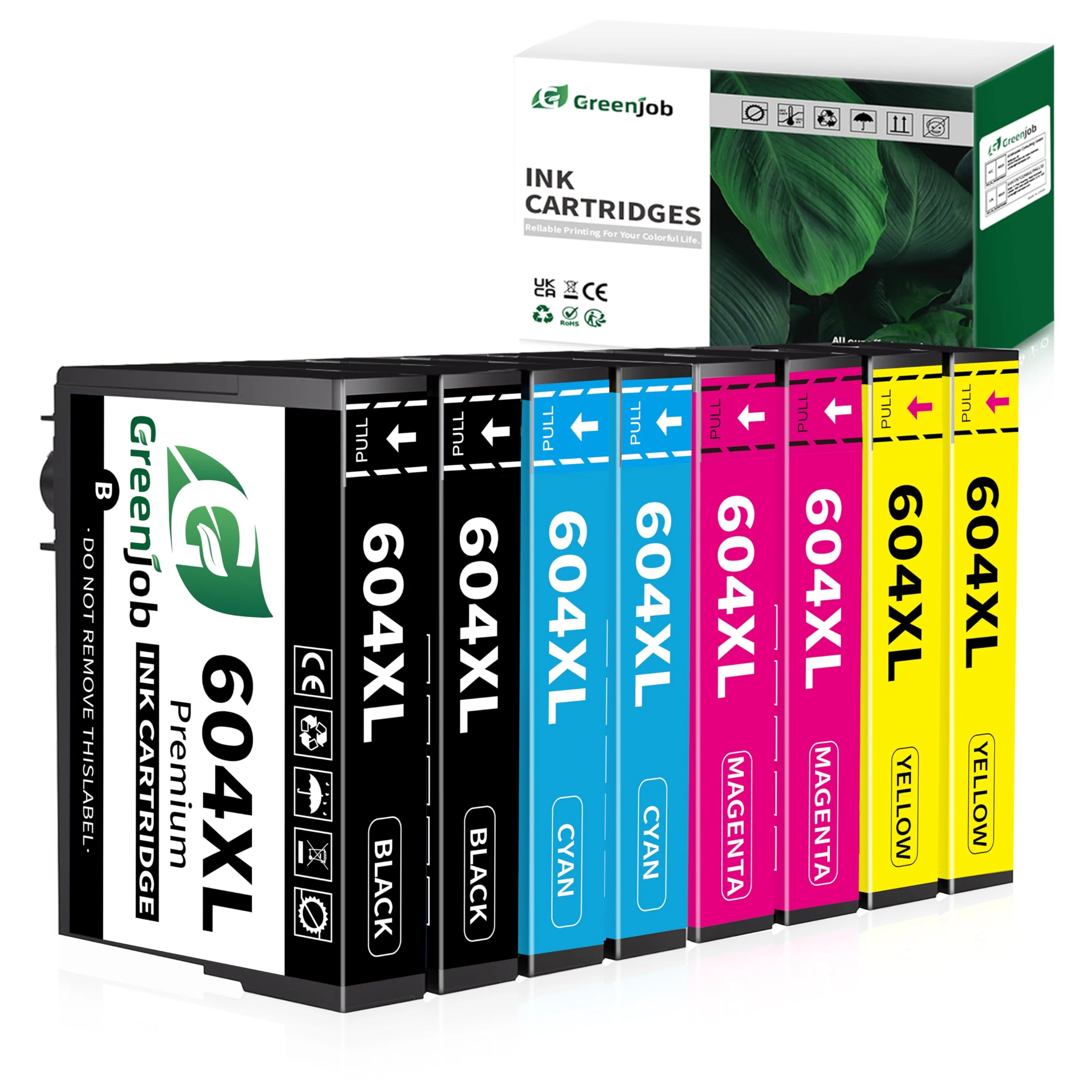 Greenjob 604XL Ink Cartridge Replacement for Epson 604 Ink Cartridges Multipack Compatible with Epson Expression Home XP-2200 XP-2205 XP-3200 XP-3205 XP-4200 XP-4205 Workforce WF-2910 WF-2930 (8 Pack)